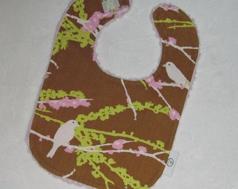 Olive Dewberry Sparrows and Chenille Boutique Bib - SALE