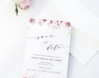 Bloom Save the Date Cards, Printable Calligraphy Save the Date Cards, Printed Save the Date Cards All Matching Stationery Available, Spring