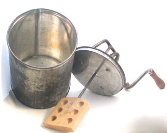 Antique Butter Churn Tin Cylinder 1800s