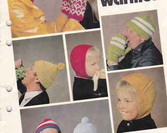 Patons Family Hats, Beanies, Mittens, Scarves- Knitting Pattern No 942 Vintage 1970s Original Pattern
