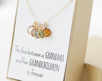 Birthstone Charm Necklace - Grandma Gift - Gifts for Grandma - Grandmother Gift - Grandmother Necklace - Grandma Gift from Grandchildren