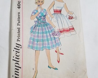 1960's Simplicity Dress Sewing Pattern #3364, Size 12, Bust 31