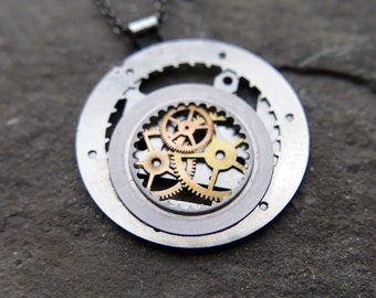 Watch Parts Pendant "Beid" Cosmic Alien Delicate Beautiful Mechanical Watch Sculpture Necklace Industrial Steampunk Art Mechanical Mind