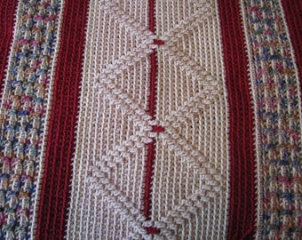 Deep Burgundy Woods Crocheted Afghan