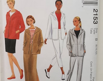 Sewing Pattern for Hooded Jacket, Pants Trousers and Skirt Size 8 10 12 Bust 31.5-34" McCall's 2153