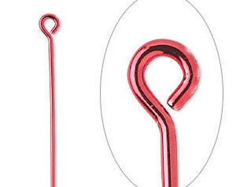 10pcs Red Eyepin Electro Coated Brass 2 inches 21 gauge