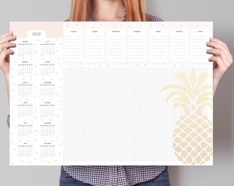 Calendar 2018, Large Deskpad Calendar 2018, Desk Calendar 2018, Weekly planner with calendar 2018, week calendar 2018, calendar planner 2018