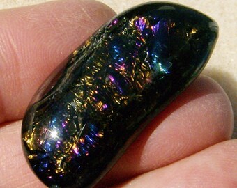 Dichroic Glass Cabochon - Handmade Free Form, Multicolored Flash by JewelryArtistry - DC481