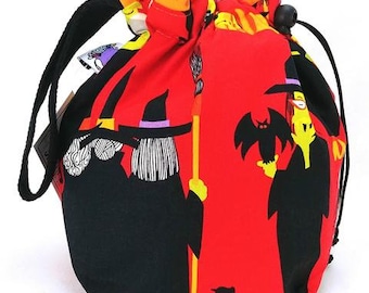 Sock Bag - Small Knitting Crochet Project Bag - Witchy Ghouls Squad