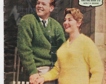ON SALE Patons Knitting Pattern No 576 For in Patons Mohair (Vintage 1960s)Jumpers, Sweaters, Jackets, Cardigans, Stole, Hat, Scarf