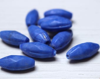 Opaque blue glass beads