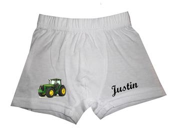 pants white boy tractor personalized with name