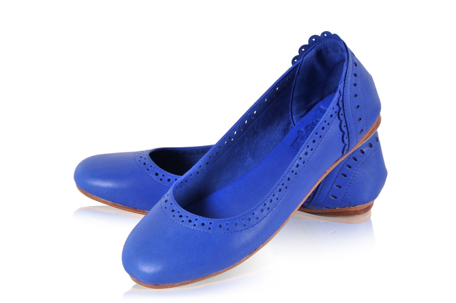 blue leather flats