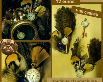 2 application steampunk feather + a gift