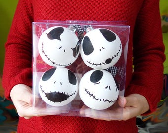 Jack Ball Christmas Ornament, Christmas Tree Decoration, Disney Christmas Tree Decor - Set of 4