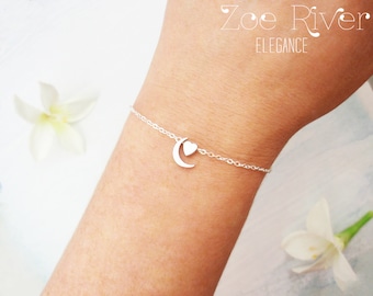 I love you to the moon and back bracelet. Choose rose gold, silver or gold dainty moon and heart bracelet. Elegant moon bracelet