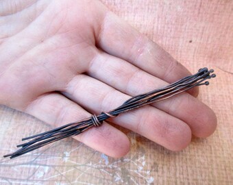 set of 10 very large rods forged oxidized patinated antique 0.9 mm x 10 cm-6 days preparation time.