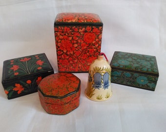 trinket box lacquerware paper mache Kashmir handpainted boxes