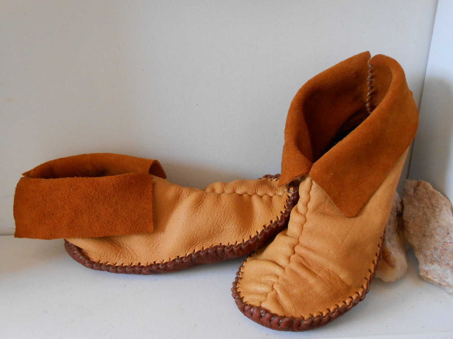 Short Moccasins Center Seam Slip On Elk Hide Mocs