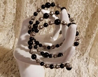 Stunning Black ad Silver Wrap Bracelet