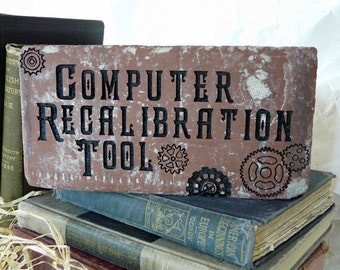 Computer Recalibration Tool Original Design Engraved Red Decorative Brick