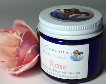 Rosewater Face Moisturizer - Natural based Skin Care for All Skin Types - 2 oz Eco-Friendly Glass Jar