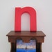 Vintage Salvaged Sign Red Plastic Letter Lower Case n or u