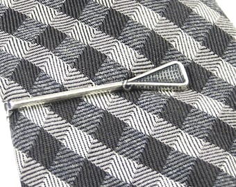 Lacrosse Tie Clip, Lacrosse Stick Tie Bar in Sterling Silver Ox Finish and Antiqued Brass Finish