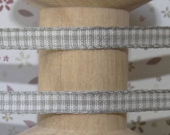 Width 6 mm gray and white gingham Ribbon