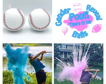 XL BASEBALLS 2x The Powder Gender Reveal Balls Pack (Custom Combinations and Styles) by Poof There It Is!