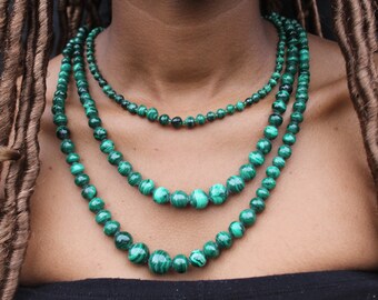 Genuine MALACHITE beaded necklace