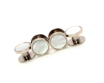 White Mother of Pearl Tuxedo Shirt Studs – White Pearl Tuxedo Shirt Studs – White Tuxedo Shirt Studs