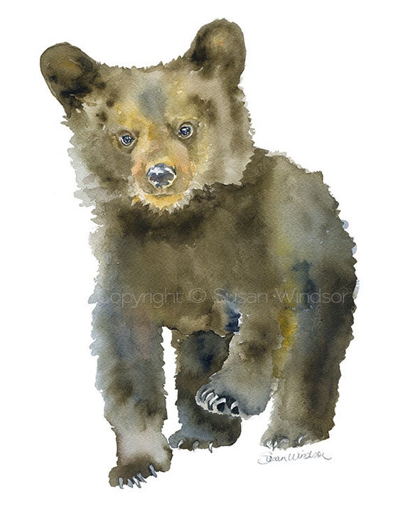 Black Bear Cub Watercolor Painting 8 x 10 8.5 x 11 Giclee