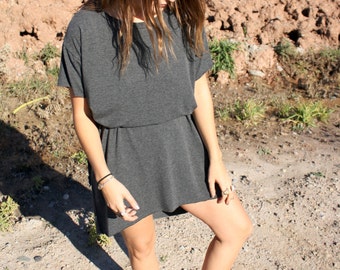 tshirt dress with braided belt / bamboo jersey / by replicca / one size / made to order / your choice of colour