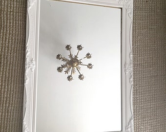 Large Baroque Mirror, Ornate Wall Mirror, White Shabby Chic Mirror, Bathroom Wall Decor, Nursery Mirror, Large White Mirror, Hand Painted