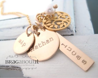Hand Stamped Necklace - Personalized Jewelry - Brag About It - Family Tree Necklace