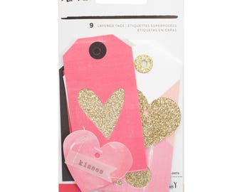 Crate Paper Hello Love Layered Tags -- MSRP 5.00