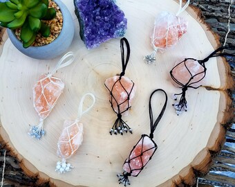 Rearview mirror car charm, himalayan rock salt crystals, detox, cleansing, air purifier, organic, natural, suncatcher