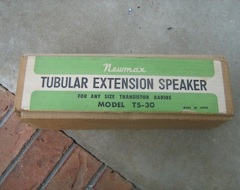 Newmax Tubular Extension Speaker TS-30 w/ Box Atomic Radio Look Mid Century for all size transistor radios made in Japan