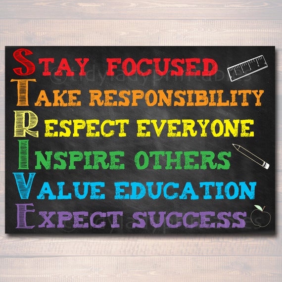 strive acronym poster growth mindset instant download design acronyms