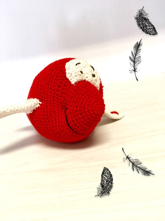 Crochet red cartoon airplane amigurumi kids room decor gift ideas boys baby shower homedecor soft toys natural organic toy doll gifts