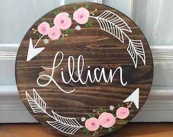 Custom Name Sign - with floral arrows