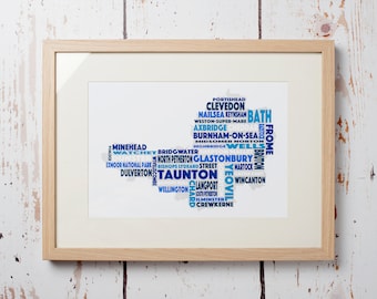 Somerset Word Map - Print only (12 x 8)