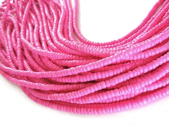 Coconut bead 150 pink wood Beads - Coconut Rondelle Disk Beads 4-5mm