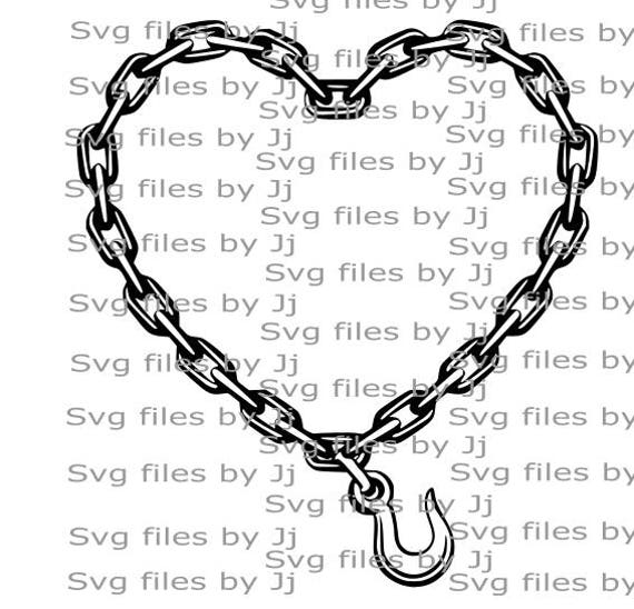 Heart chain with tow hook svg