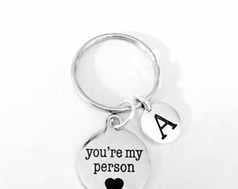 Best Friend Gift, You're My Person Keychain, Best Friend Keychain, Initial Keychain, Sister Gift, Sister Keychain, Friendship Keychain