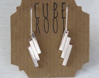Art Deco drop fine silver drop earrings