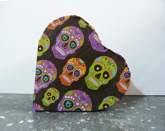 Sugar Skull Trinket Box, Decoupaged skull box, Small jewellery Skull box, Decoupaged Sugar Skull Box, Skull trinket box, Heart box