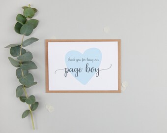 Thank You For Being My Page Boy Card - Page Boy Card - Page Boy Thank You Card - Cute Page Boy Card - Thank You For Being Our Page Boy