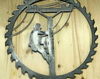 Lineman Decor- Lineman Door Hanger- Personalized Metal Sign- Barn Decor, Wall Hangings- Gift Idea- Rustic Sign- Lineman Wreath- Metal Art